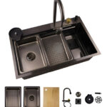 Tarja De Cocina Maxims Kit 7546, De Cascada Acero Inox Gris