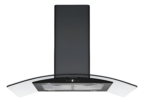 Campana Europea Decorativa De Pared Cata 90 Cm Cristal Curvo Acabado Negro 2 Filtros Lavables Y 3 Velocidades 110v 630 M