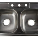 Tarja De Cocina De Empotrar Maxims Be8448 Doble Pila, Fregadero De Acero Inoxidable Calibre 23 Acabado Satinado 80x50x15